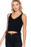 V-neck Side Ruched Sweater Top