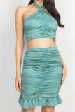 Halter Neck Crop Top & Skirts Set