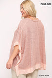 Light Knit And Woven Mixed Boxy Top With Poncho Sleeve