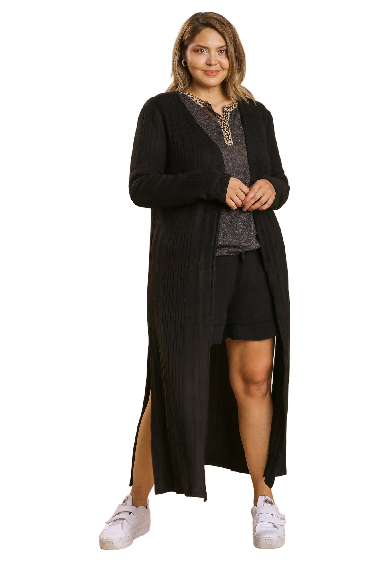 Open Front Long Body Cardigan