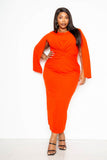 Cape Sleeve Dress With Knot Detail