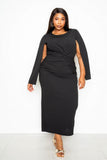 Cape Sleeve Dress With Knot Detail