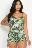 Tie-dye Ruched Drawstring Summer Romper