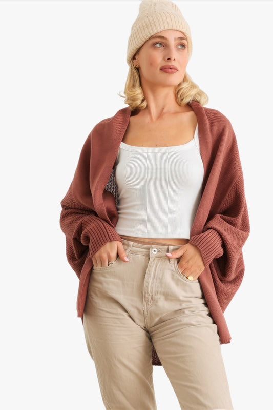 Batwing Sleeve Open Front Cardigan