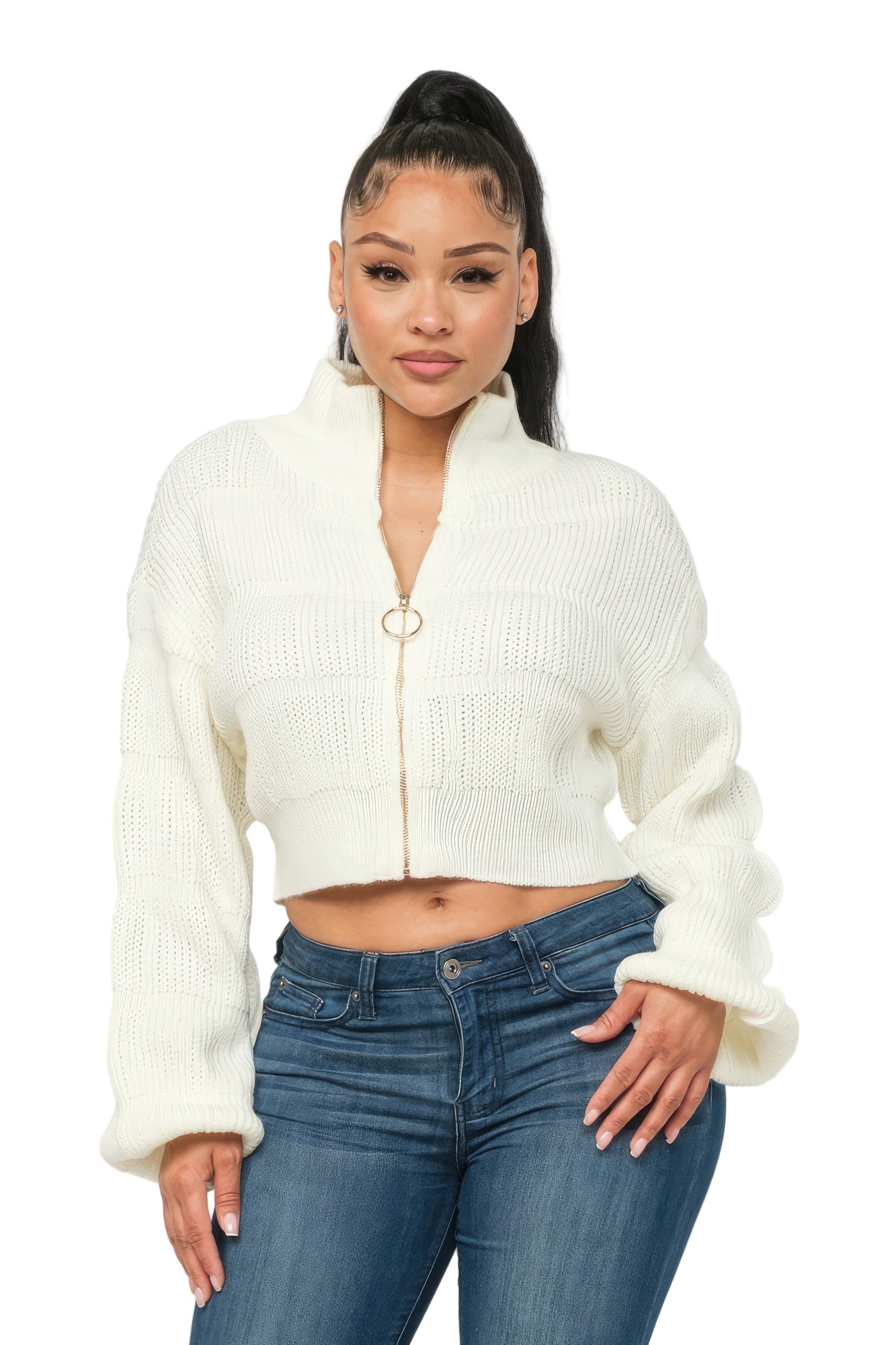 Sweater Top W/ Front Zipper