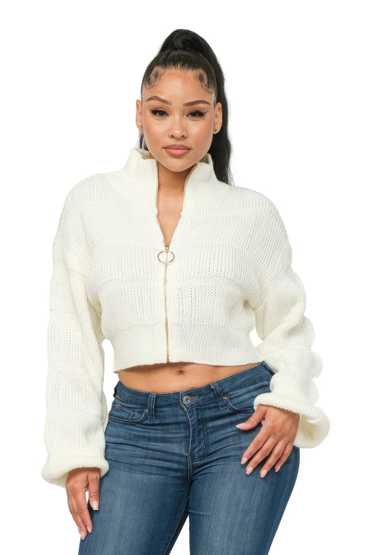 Sweater Top W/ Front Zipper