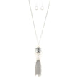 Cube Rhinestone Chain Tassel Necklace