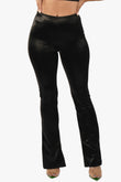 Velvet Pu Flared Pants