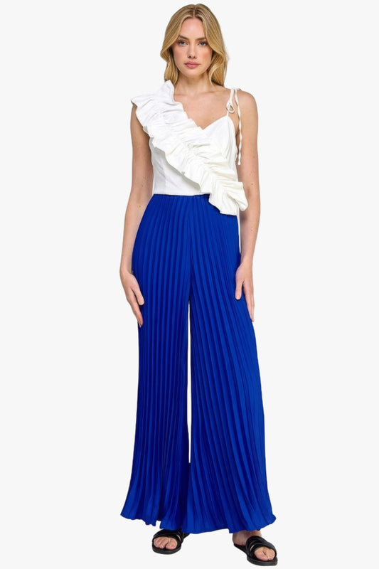 Cami Asymmetrical Ruffle Detail Pleated Bottom Jumpsuit