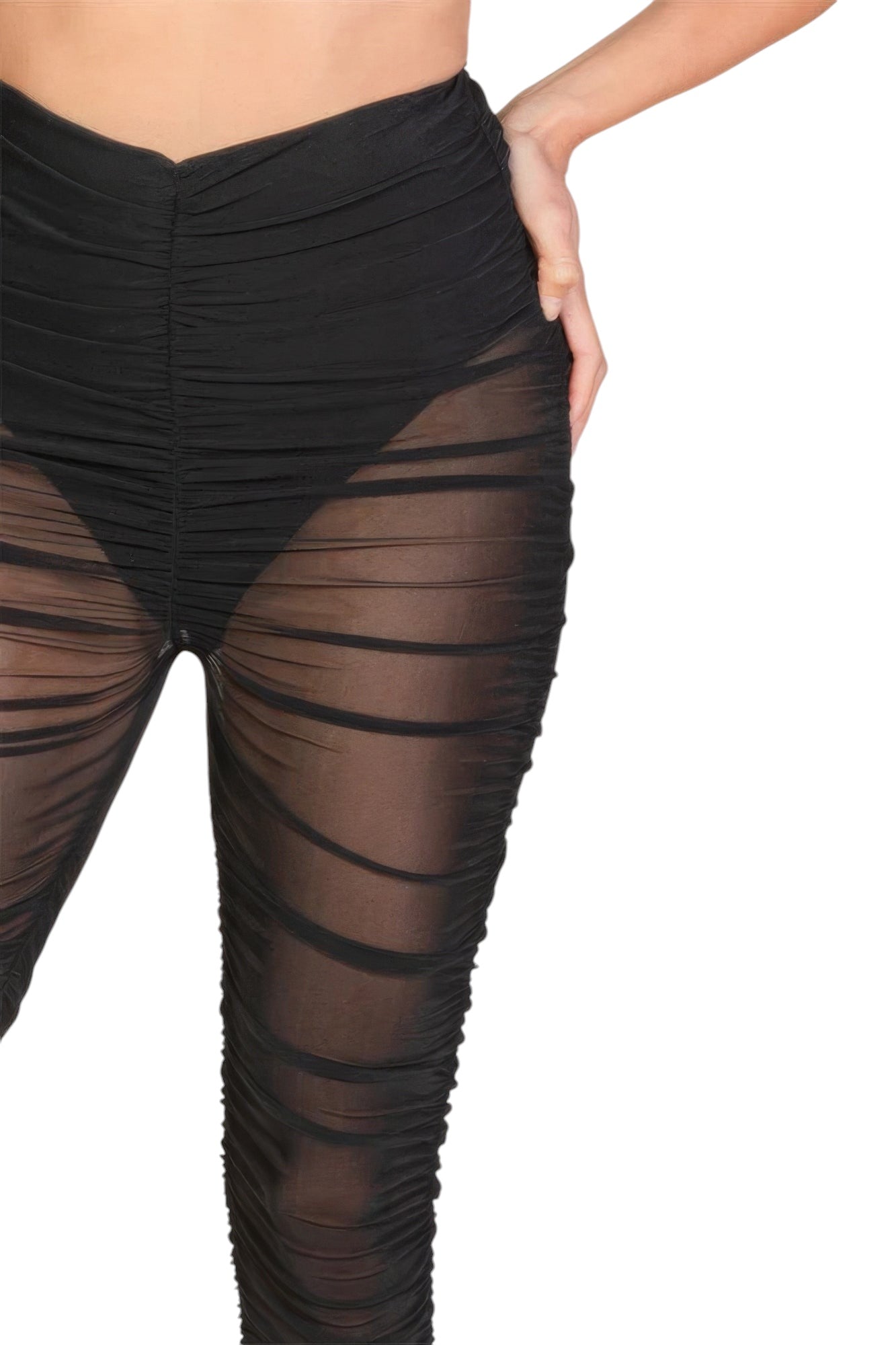 Ruched Poly Mesh Leggings