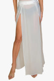 High Split Mesh Sheer Maxi Skirt