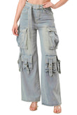Belted Denim Cargo Jean