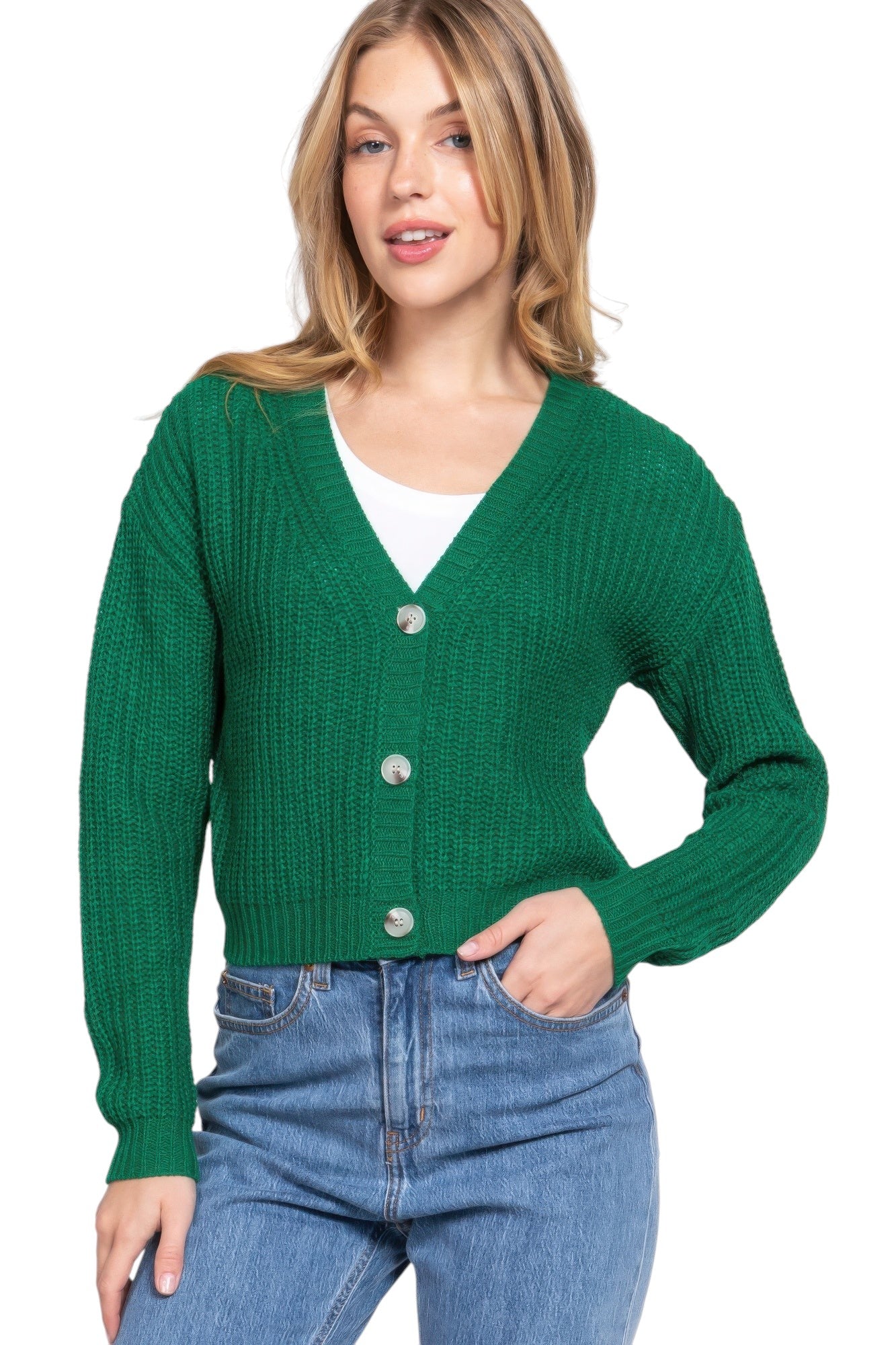 Long slv v-neck sweater cardigan