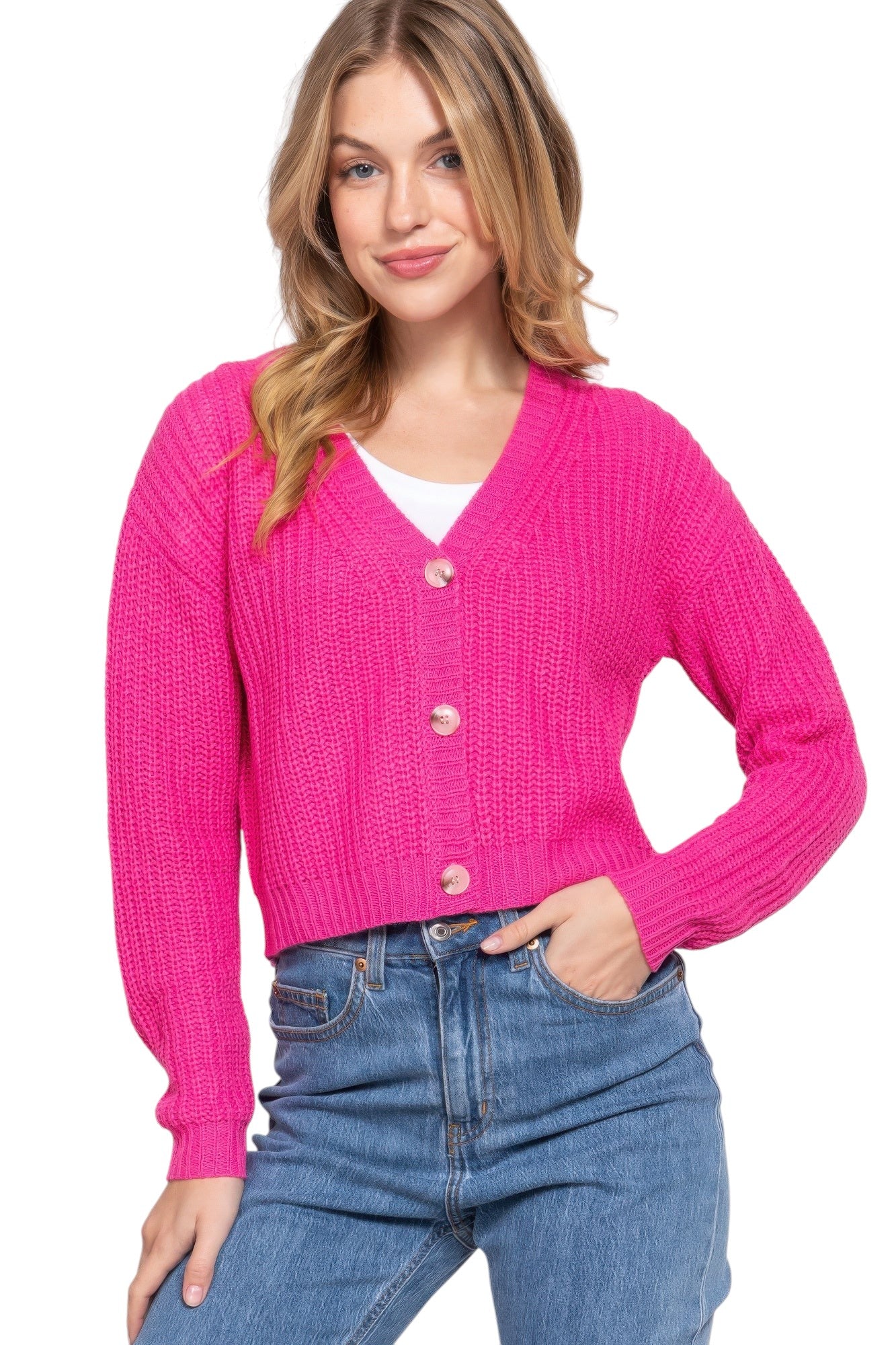 Long slv v-neck sweater cardigan