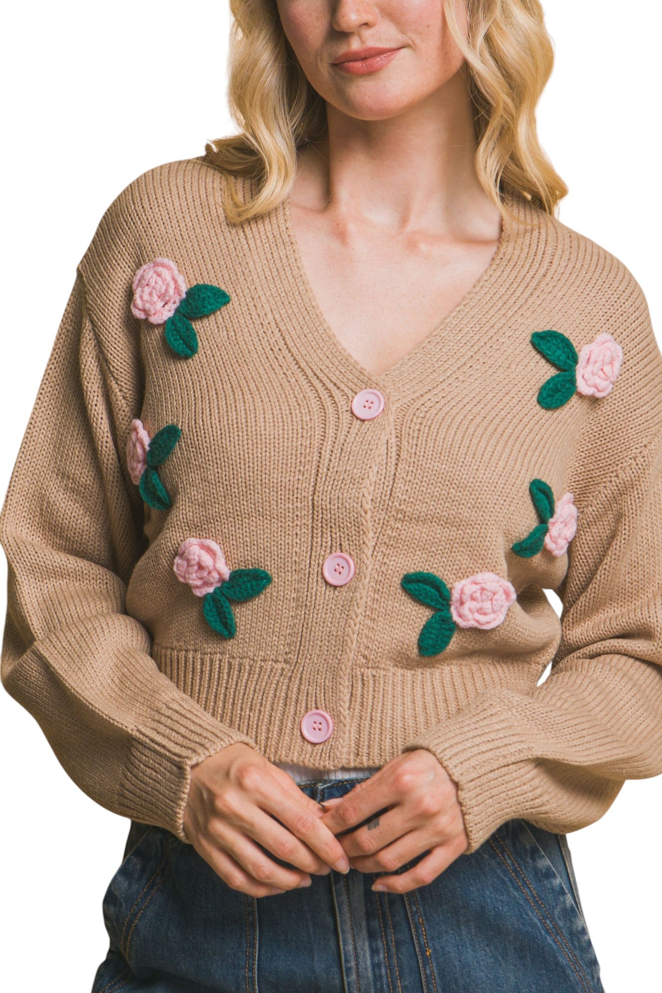 Mid cropped flower cardigan