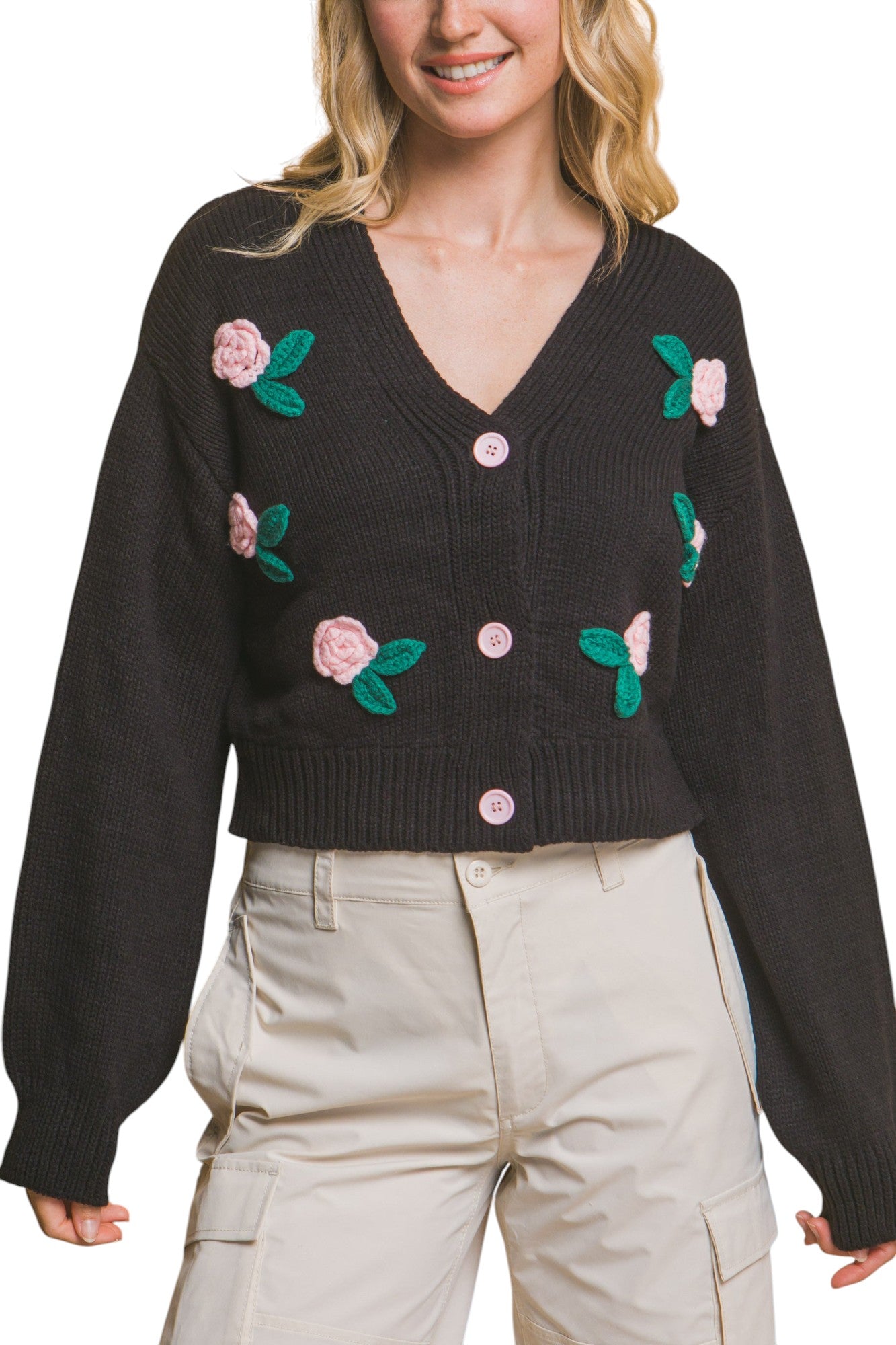 Mid cropped flower cardigan