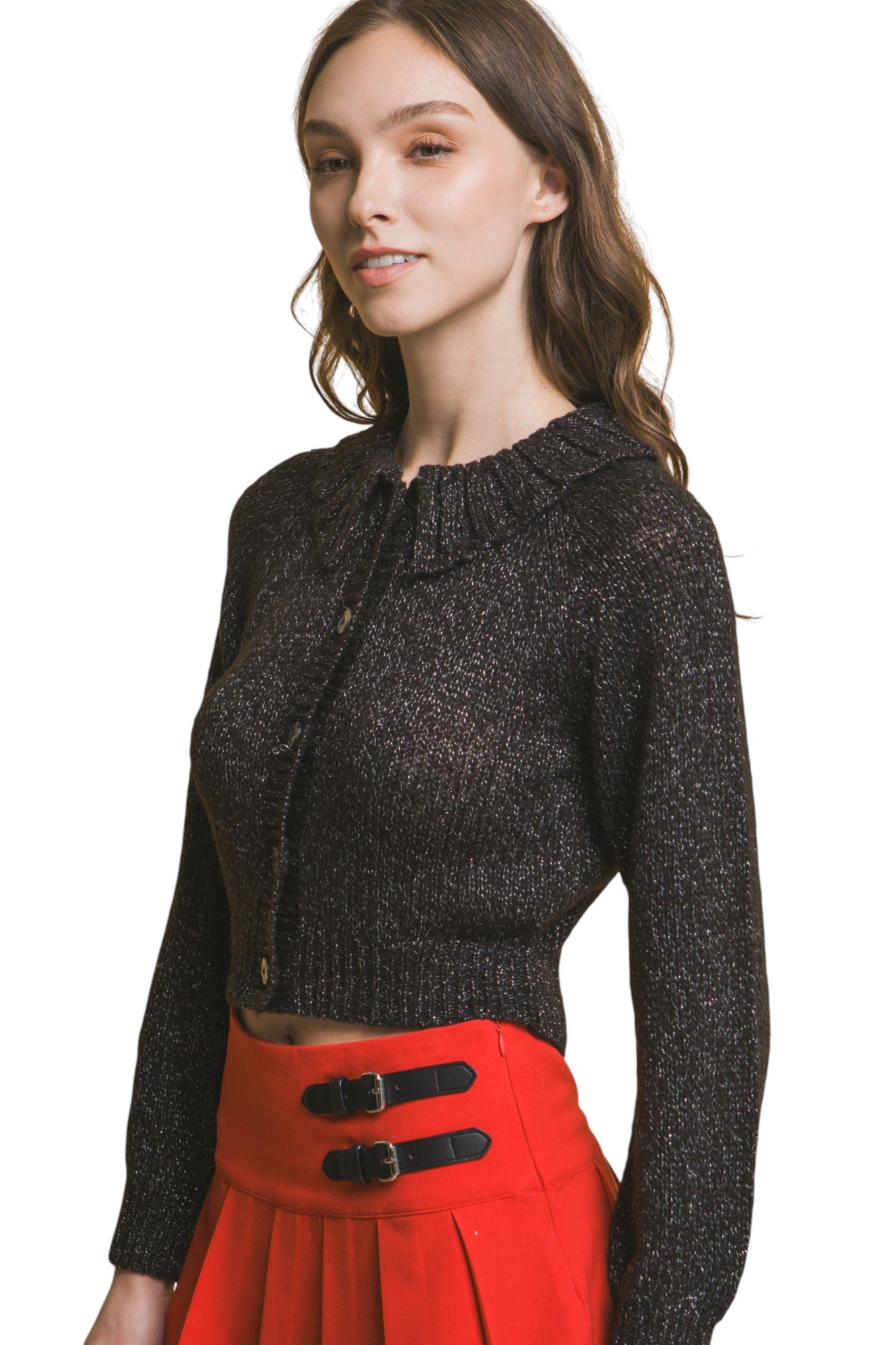 Short collard sweater