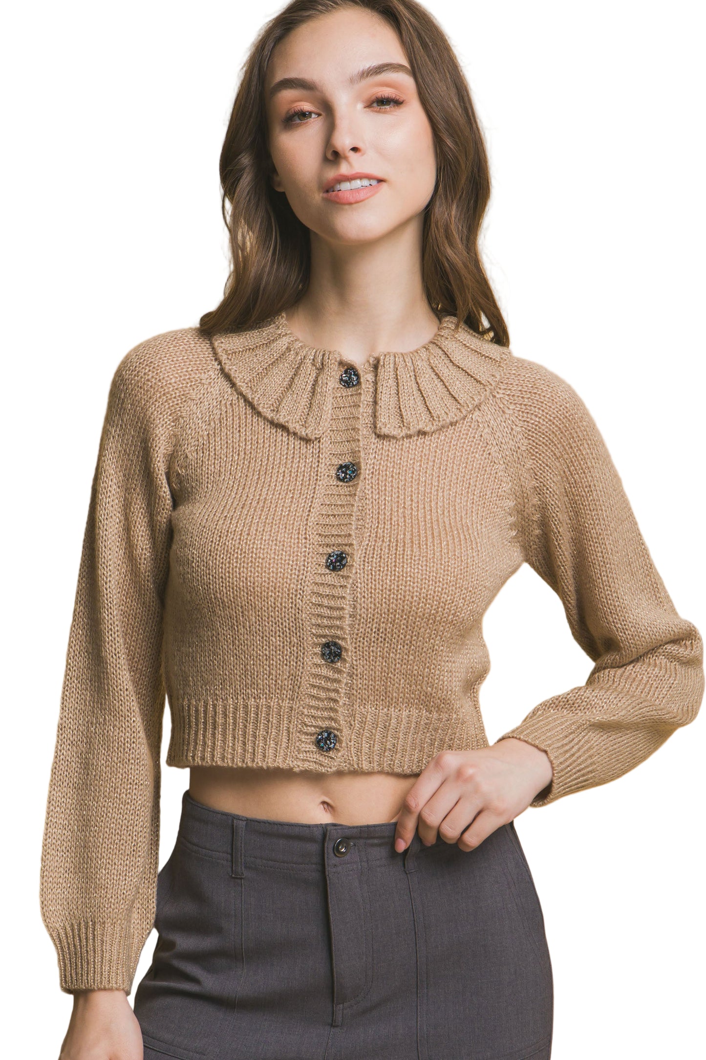 Short collard sweater