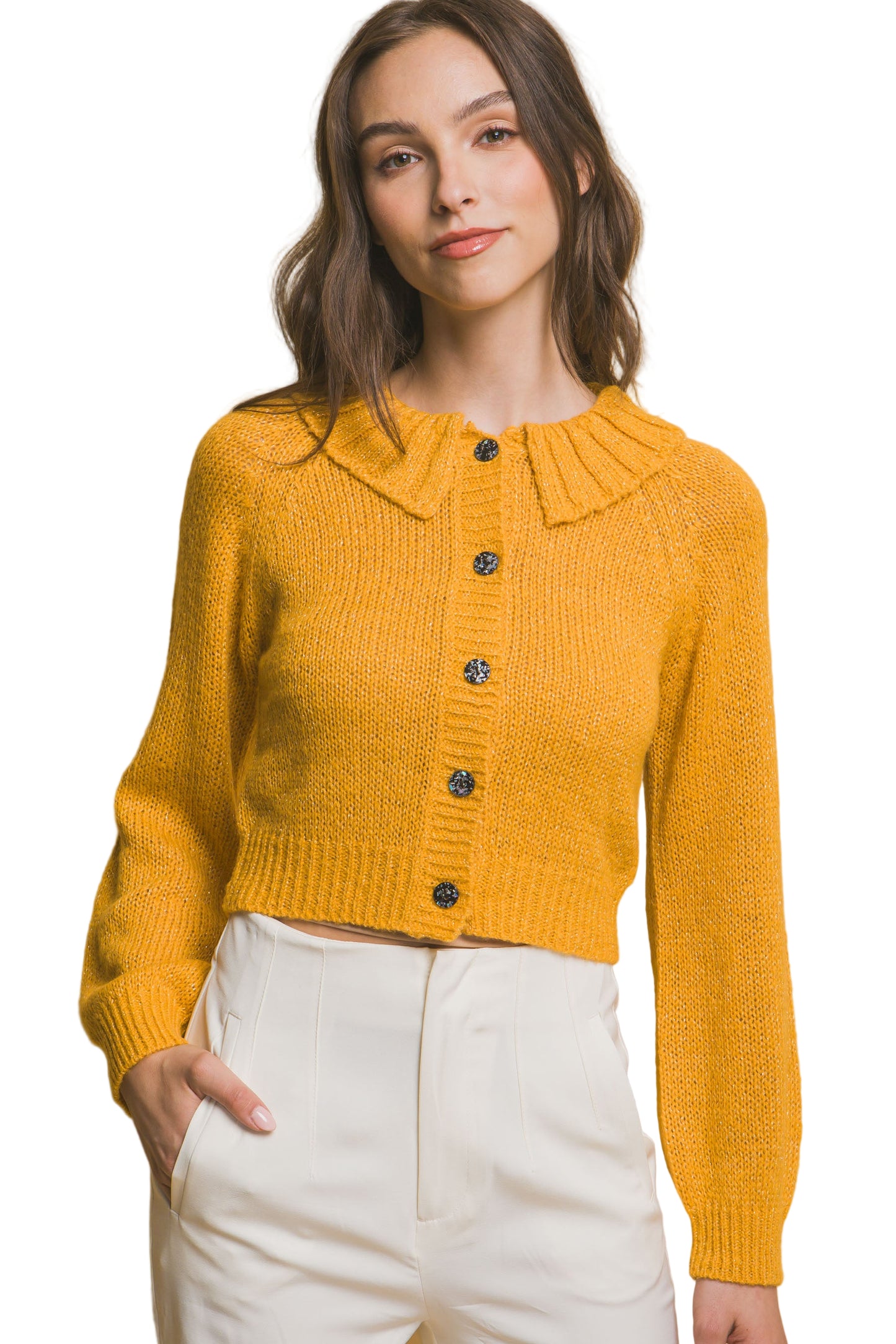 Short collard sweater