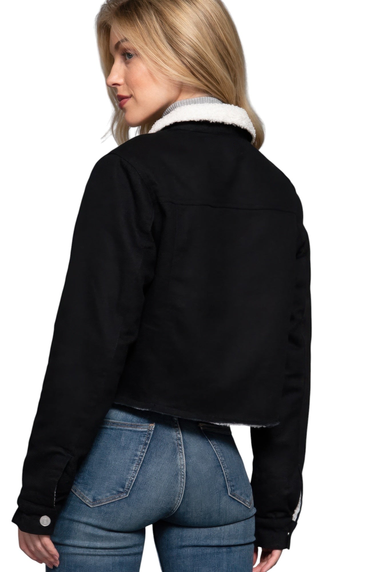 Button Closure Sherpa-lined Twill Jacket