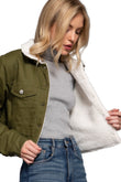Button Closure Sherpa-lined Twill Jacket