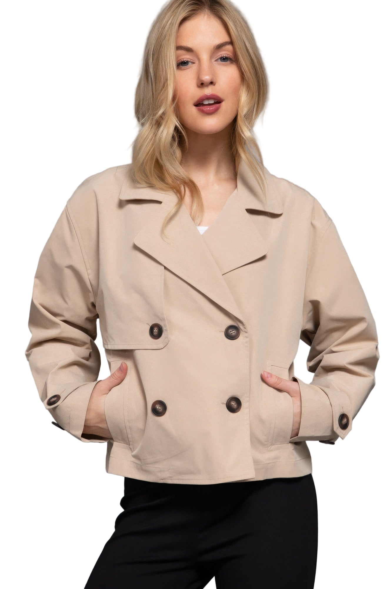 Double Breasted Short Trench Jacket