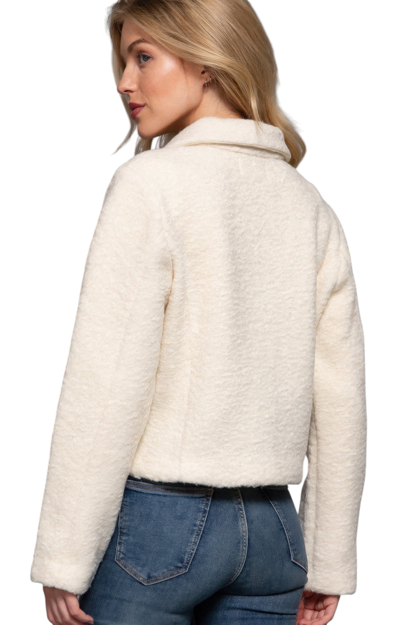 Long Slv Teddy Fleece Short Jacket