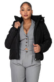 Insulated Zip-up Faux Fur Hooded Jacket