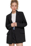 Long slv front button closure blazer