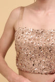 Floral sequins straight neck crop top