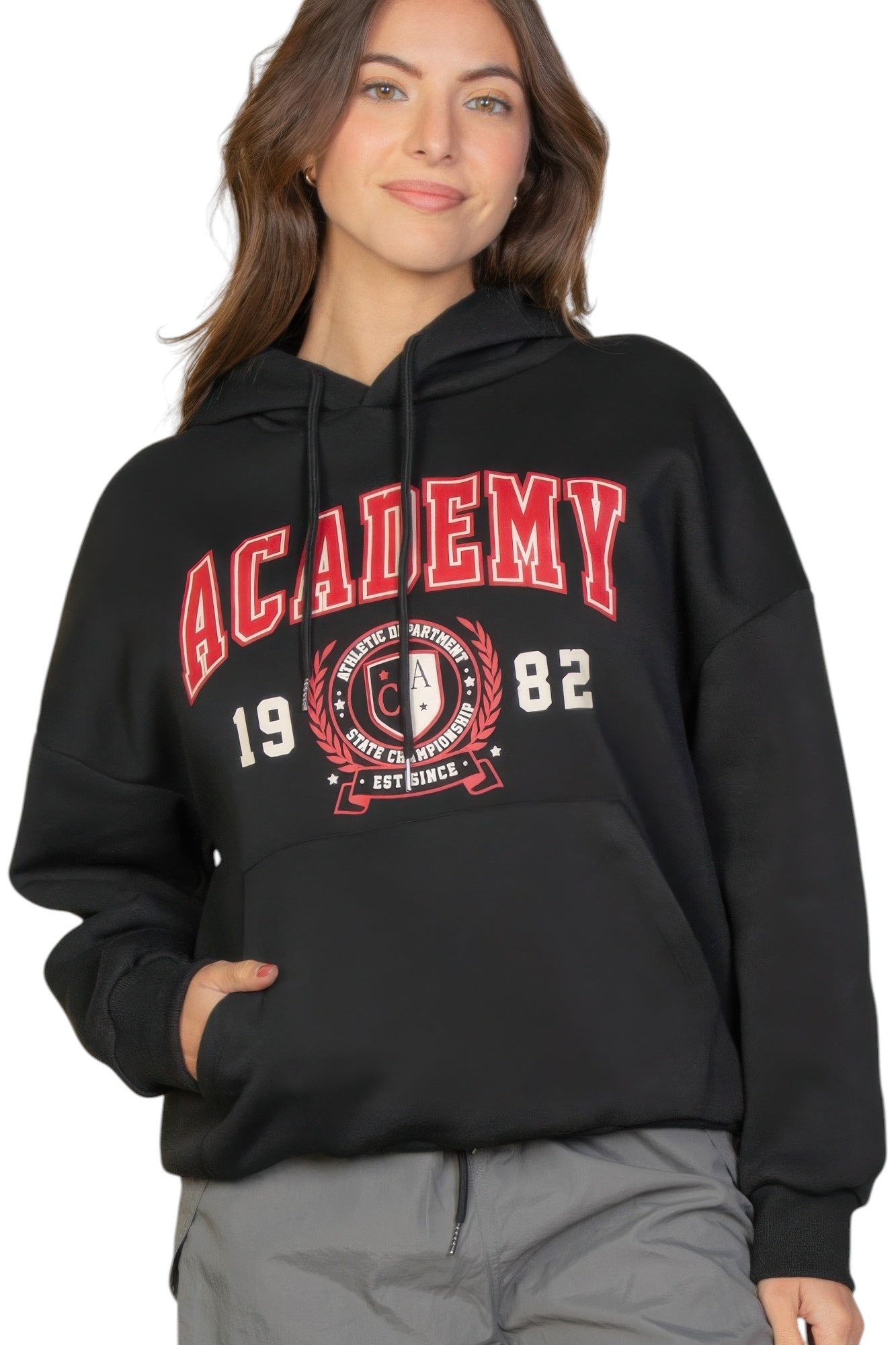 Graphic Kangaroo Pocket Drawstring Hoodie