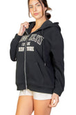 Graphic Drop Shoulder Zipper Up Hoodie