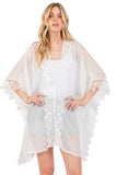 Flower Pattern Trim Detail Poncho