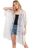 Flower Pattern Crochet Lace Tassel Cover Up