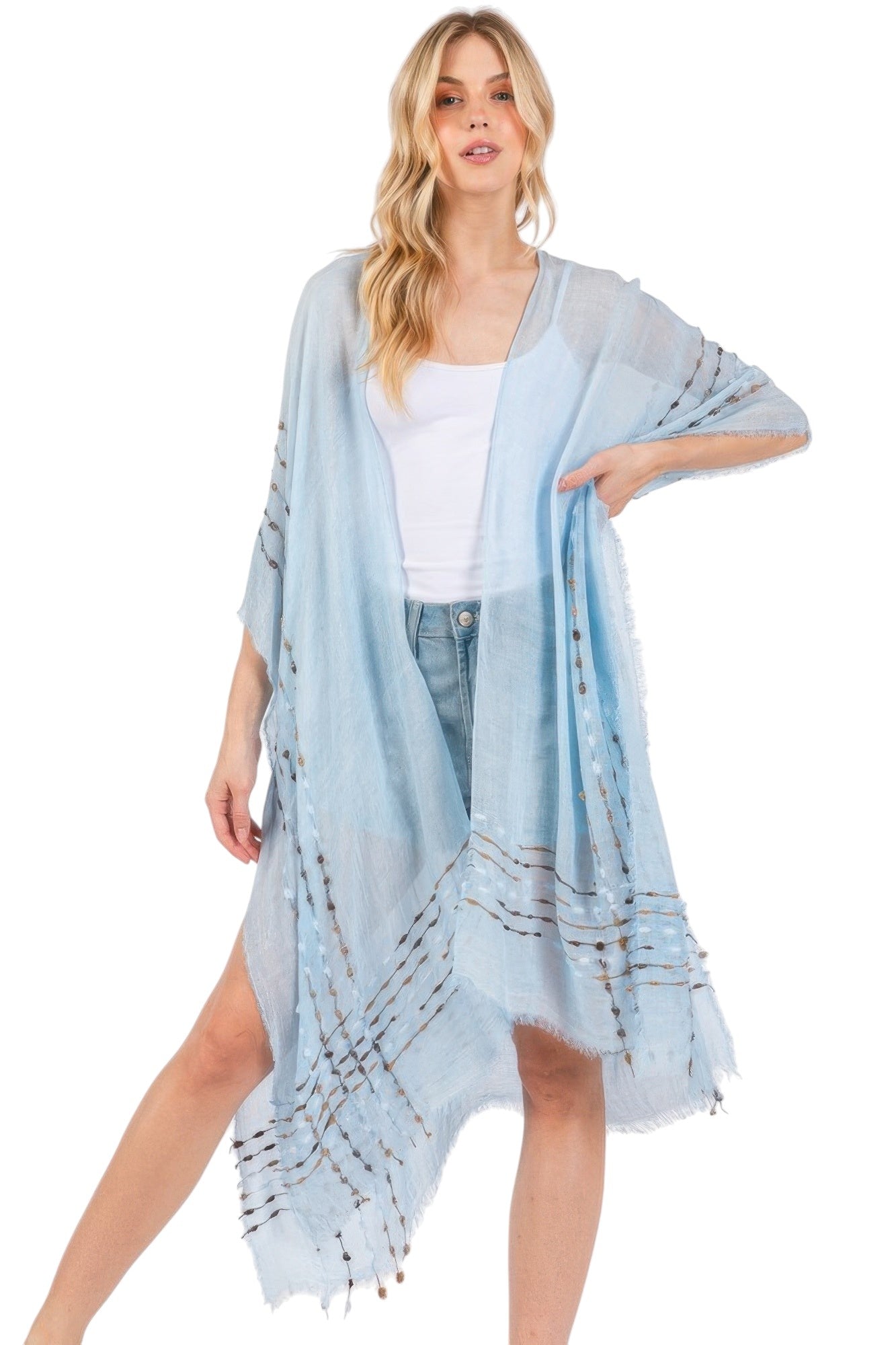 Colored Stitch Kimono