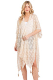 Distressed Pattern Tassel Kimono