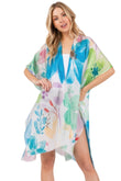 Watercolor Flower Print Kimono