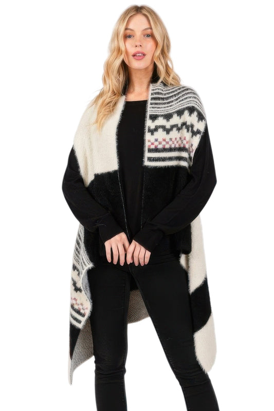 Fuzzy Aztec Pattern Vest