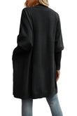 Knit Open Front Bishop Sleeves Pockets Cardigan