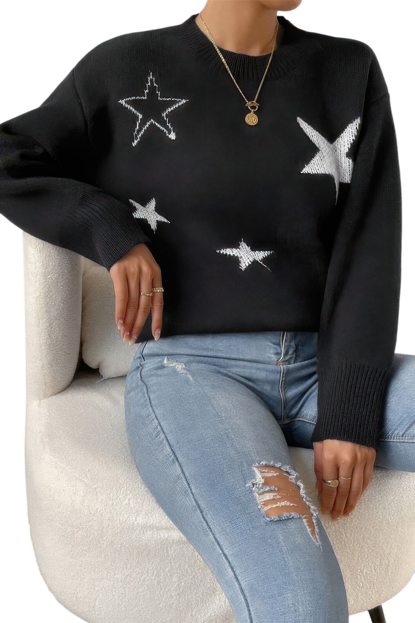 Star Print Knit Lose Fit Sweater